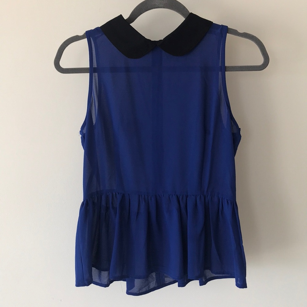 Ya Los Angeles collared sleeveless peplum top